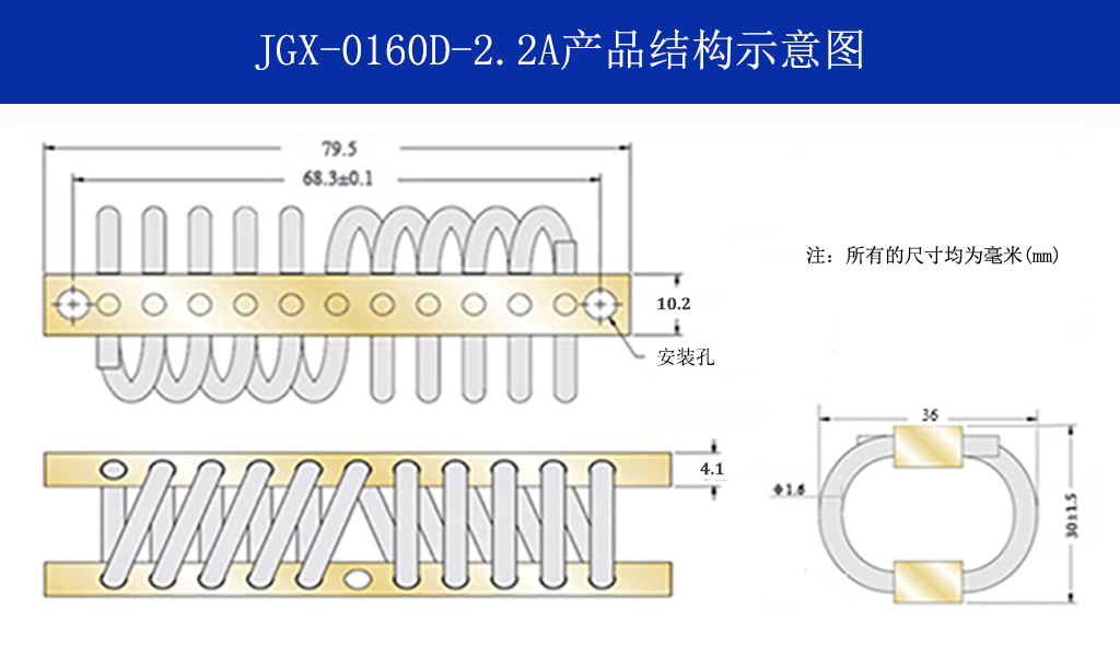 JGX-0160D-2.2A多應用鋼絲繩隔振器結構