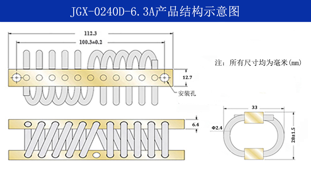 JGX-0240D-6.3A多應用鋼絲繩隔振器結(jié)構(gòu)