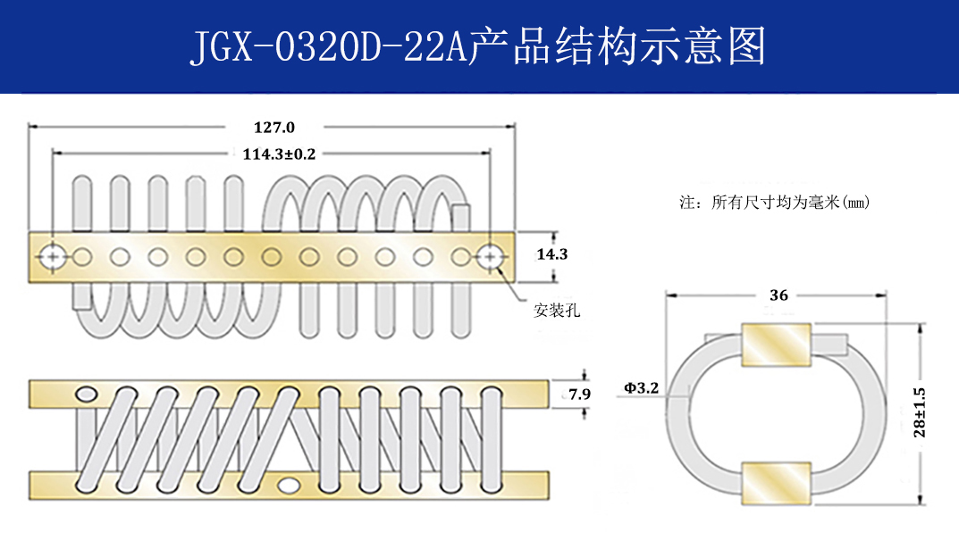 JGX-0320D-22A多應(yīng)用鋼絲繩隔振器結(jié)構(gòu)